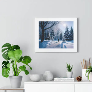 Snow Capped Winter Trees Framed Horizontal Poster - Dipaliz - Posters Prints & Visual Artwork