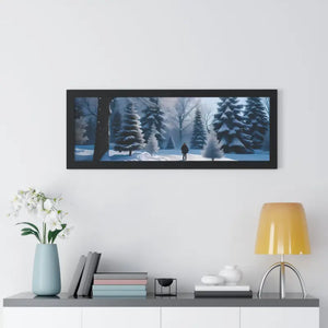 Snow Capped Winter Trees Framed Horizontal Poster - Dipaliz - Posters Prints & Visual Artwork