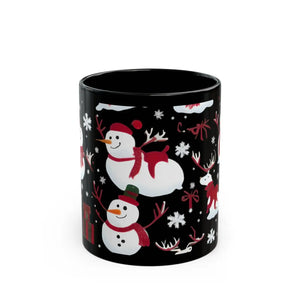 Festive Snowman 11oz Black Mug - Christmas Decoration - Dipaliz - Mugs