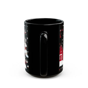 Festive Snowman 11oz Black Mug - Christmas Decoration - Dipaliz - Mugs