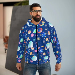 Cosmic Unisex Zip Hoodie - Solar System Winter Style - Dipaliz - Hoodies