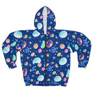 Cosmic Unisex Zip Hoodie - Solar System Winter Style - Dipaliz - Hoodies