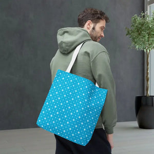 Print Tote Bag - Spiral Blue Background Design - Dipaliz - 16’’ × / White - Handbags