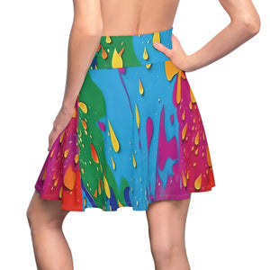 Vibrant Women’s Skater Skirt - Splashed Paint - Dipaliz - Skirts - l