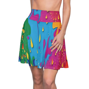 Vibrant Women’s Skater Skirt - Splashed Paint - Dipaliz - Skirts - l