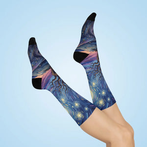 Dipaliz Starry Night Tree Crew Socks Cushioned Comfort