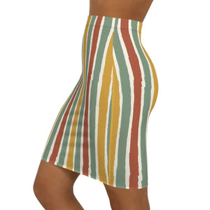 Dipaliz Striped Pencil Skirt Vertical Stripe Midi Stretch - Skirts