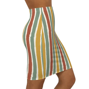 Dipaliz Striped Pencil Skirt Vertical Stripe Midi Stretch - Skirts