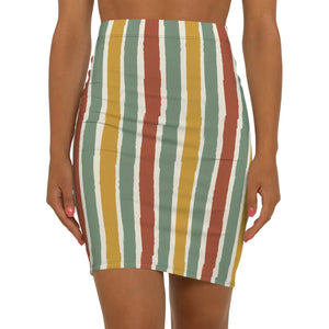 Dipaliz Striped Pencil Skirt Vertical Stripe Midi Stretch - Skirts