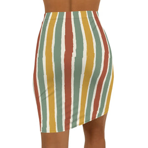 Dipaliz Striped Pencil Skirt Vertical Stripe Midi Stretch - Skirts