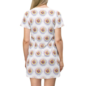 Dipaliz Sunburst Floral Print Summer Dress Lightweight - Dresses