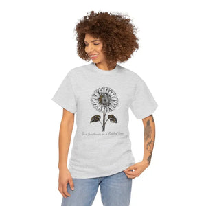 T-shirt - Unisex Deluxe Heavy Cotton Tee Sunflower Statement - Dipaliz