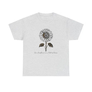 T-shirt - Unisex Deluxe Heavy Cotton Tee Sunflower Statement - Dipaliz