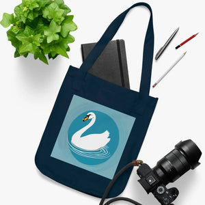 Organic Swan Canvas Tote Bag - Eco-friendly Cotton - Dipaliz - Bags