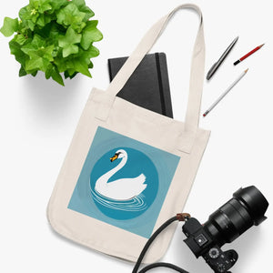 Organic Swan Canvas Tote Bag - Eco-friendly Cotton - Dipaliz - Bags