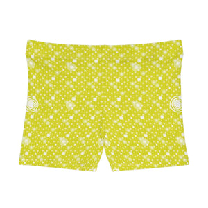 Lemon Yellow Womens Shorts - Swirl Pattern Summer - Dipaliz