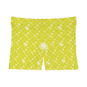 Lemon Yellow Womens Shorts - Swirl Pattern Summer - Dipaliz