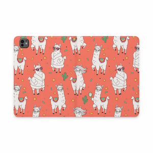 Dipaliz Tablet Folio Coral Llama Pattern - Vegan Leather - Computer Accessories