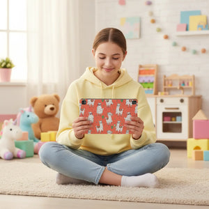 Dipaliz Tablet Folio Coral Llama Pattern - Vegan Leather - Computer Accessories