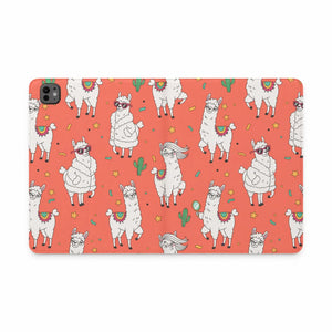 Dipaliz Tablet Folio Coral Llama Pattern - Vegan Leather - Computer Accessories