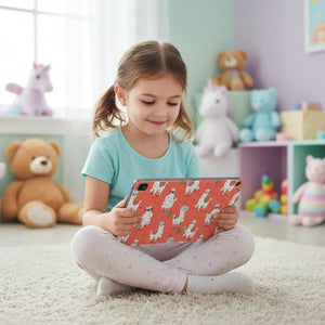 Dipaliz Tablet Folio Coral Llama Pattern - Vegan Leather - Computer Accessories