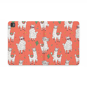 Dipaliz Tablet Folio Coral Llama Pattern - Vegan Leather - Computer Accessories