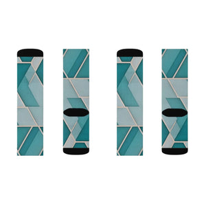 Teal Abstract Pattern Socks - Bold Women Fashion - Dipaliz