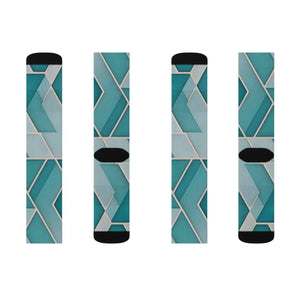 Teal Abstract Pattern Socks - Bold Women Fashion - Dipaliz