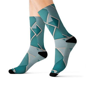 Teal Abstract Pattern Socks - Bold Women Fashion - Dipaliz