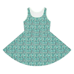 Girls Sleeveless Sundress Teal Pattern Summer Style Dipaliz - Dresses