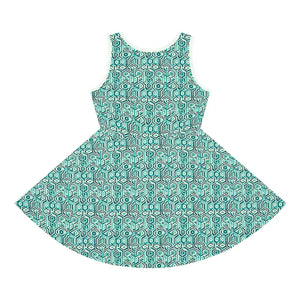 Girls Sleeveless Sundress Teal Pattern Summer Style Dipaliz - Dresses