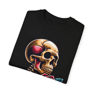 Skull with Rose Tee - Edgy Cotton Skeleton Design - Dipaliz - T-shirts