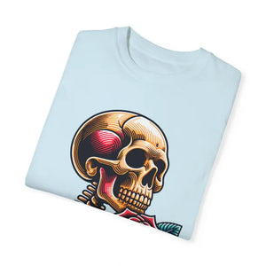 Skull with Rose Tee - Edgy Cotton Skeleton Design - Dipaliz - T-shirts