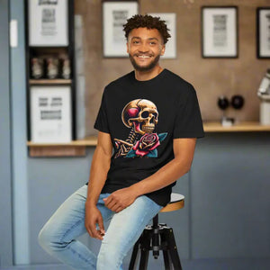 Skull with Rose Tee - Edgy Cotton Skeleton Design - Dipaliz - T-shirts