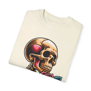 Skull with Rose Tee - Edgy Cotton Skeleton Design - Dipaliz - T-shirts