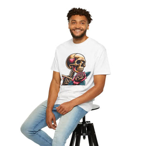 Skull with Rose Tee - Edgy Cotton Skeleton Design - Dipaliz - White / s - T-shirts