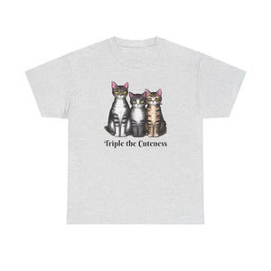 T-shirt - Three Cats Unisex Deluxe Heavy Cotton Tee - Dipaliz Ash / s
