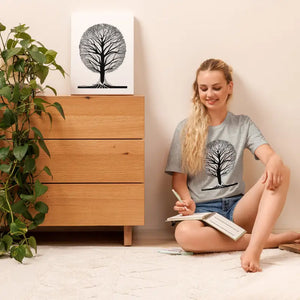 Dipaliz Stylish T-shirt - Tree Print Women’s Fashion Top - Athletic Heather / s - T-shirts