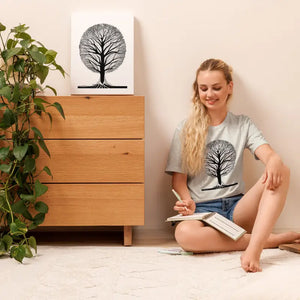 Dipaliz Stylish T-shirt - Tree Print Women’s Fashion Top - Ash / s - T-shirts