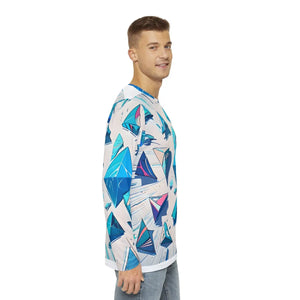 Geometric Men’s Long Sleeve - Triangle Pattern - Dipaliz - T-shirts - Xs