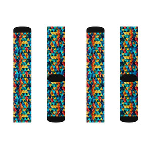 Bold Triangles Sublimation Socks Eco-friendly Gifts - Dipaliz