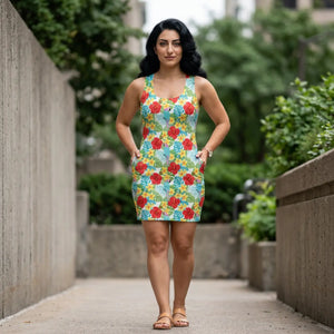 Dipaliz Tropical Floral Racerback Dress Summer Sundress - Dresses - s