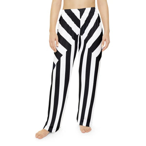 Unique Black Stripes Pattern Women’s Pajama Pants (aop) - All Over Prints