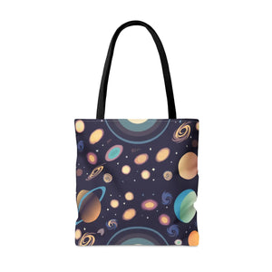 Vibrant Planets Tote Bag - Cosmic Print Polyester - Dipaliz - Bags