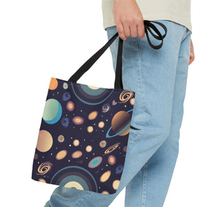 Vibrant Planets Tote Bag - Cosmic Print Polyester - Dipaliz - Bags