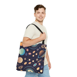 Vibrant Planets Tote Bag - Cosmic Print Polyester - Dipaliz - Bags