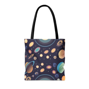 Vibrant Planets Tote Bag - Cosmic Print Polyester - Dipaliz - Bags