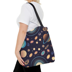 Vibrant Planets Tote Bag - Cosmic Print Polyester - Dipaliz - Bags