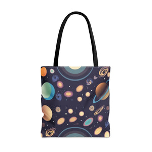 Vibrant Planets Tote Bag - Cosmic Print Polyester - Dipaliz - Bags