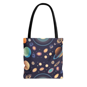 Vibrant Planets Tote Bag - Cosmic Print Polyester - Dipaliz - Bags